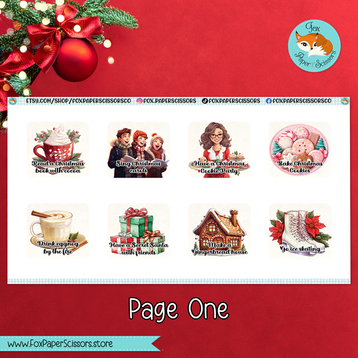 Christmas Bucket List Stickers | 7x9 Planner Stickers