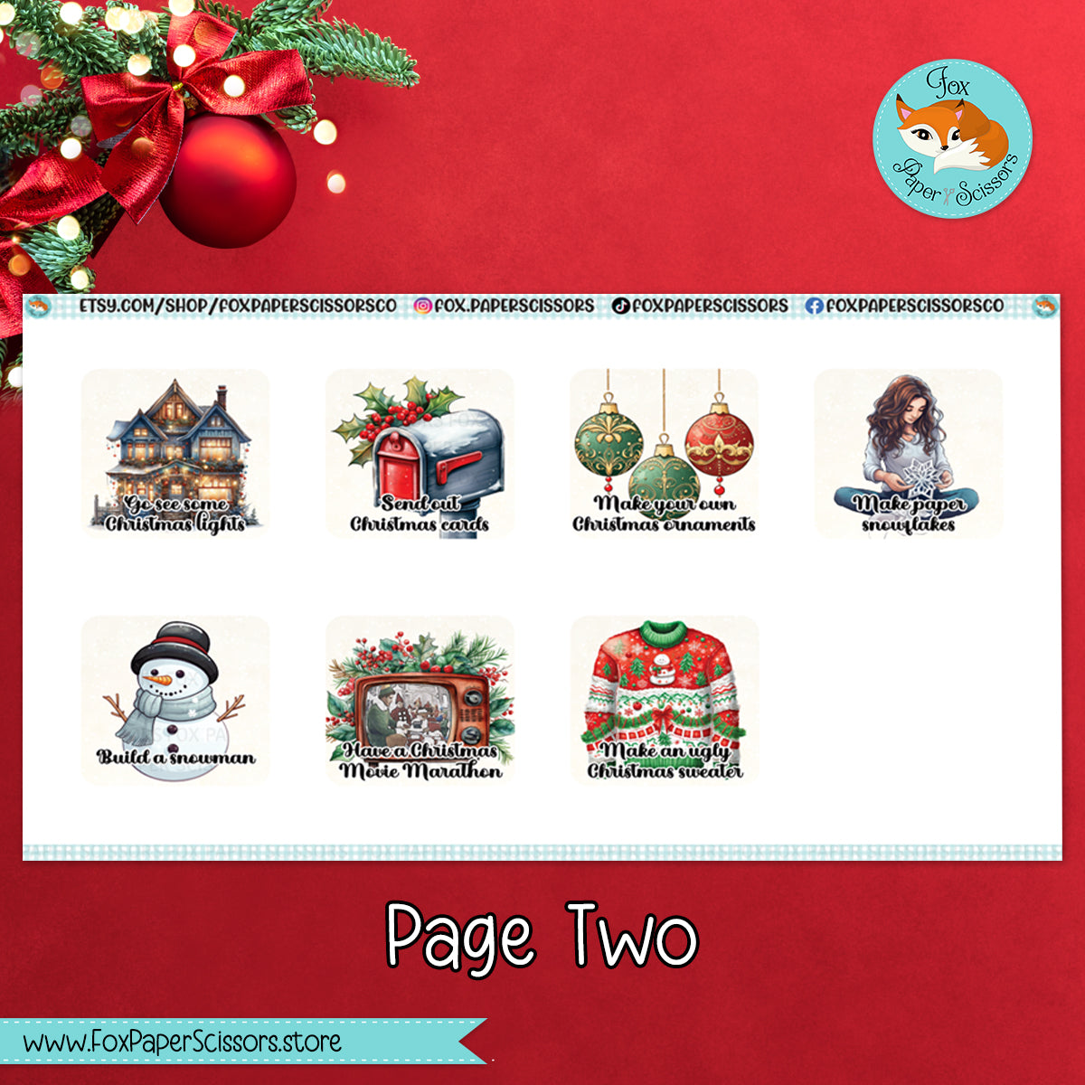 Christmas Bucket List Stickers | 7x9 Planner Stickers