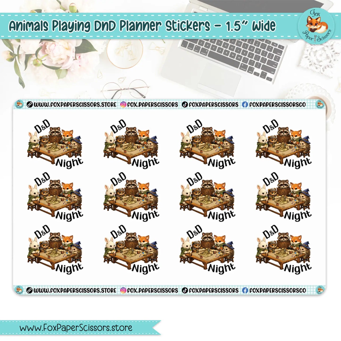 Animals Playing D&D Planner Stickers - 1.5" wide