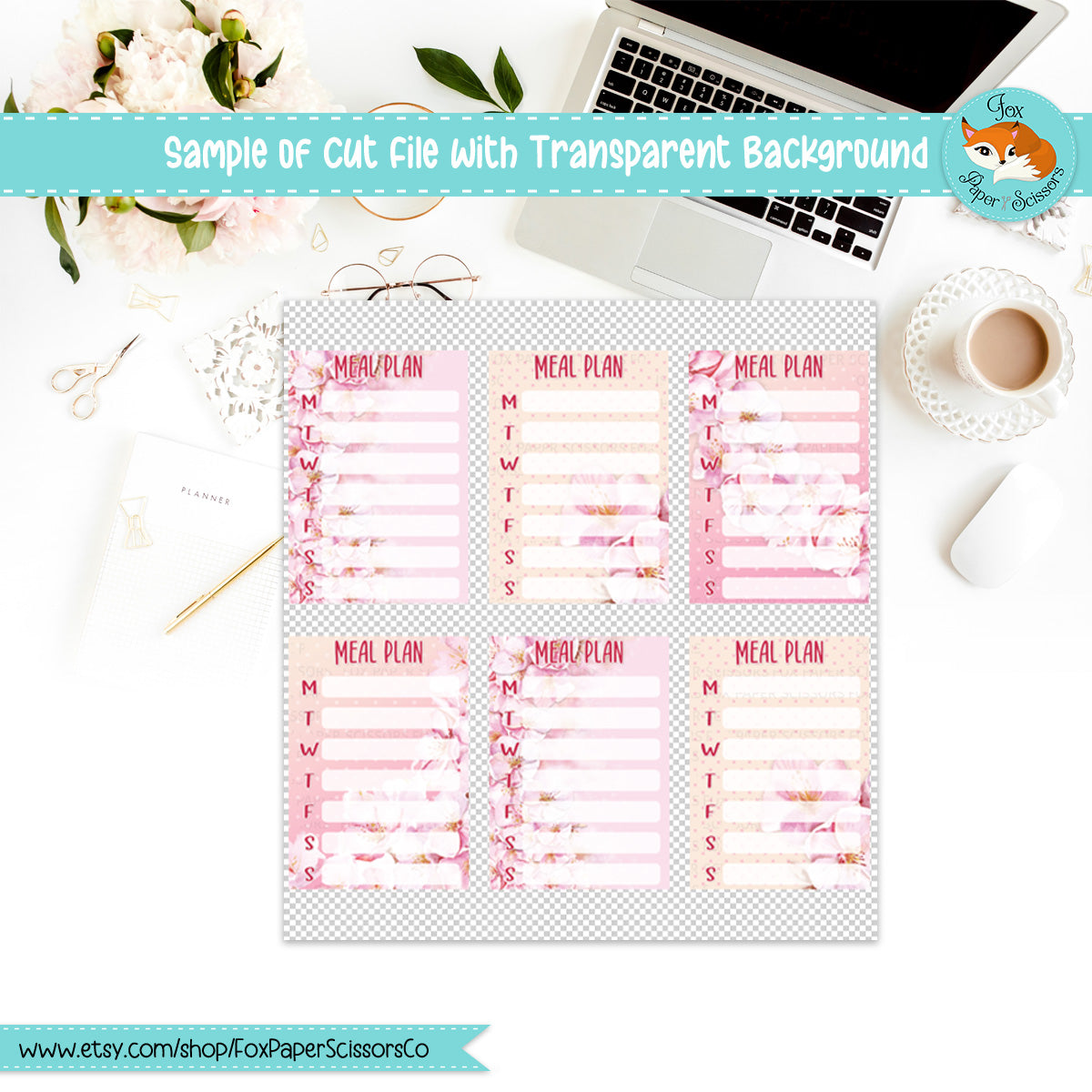 Cherry Blossom/Sakura | Printable Meal Planner Stickers 7x9 VL