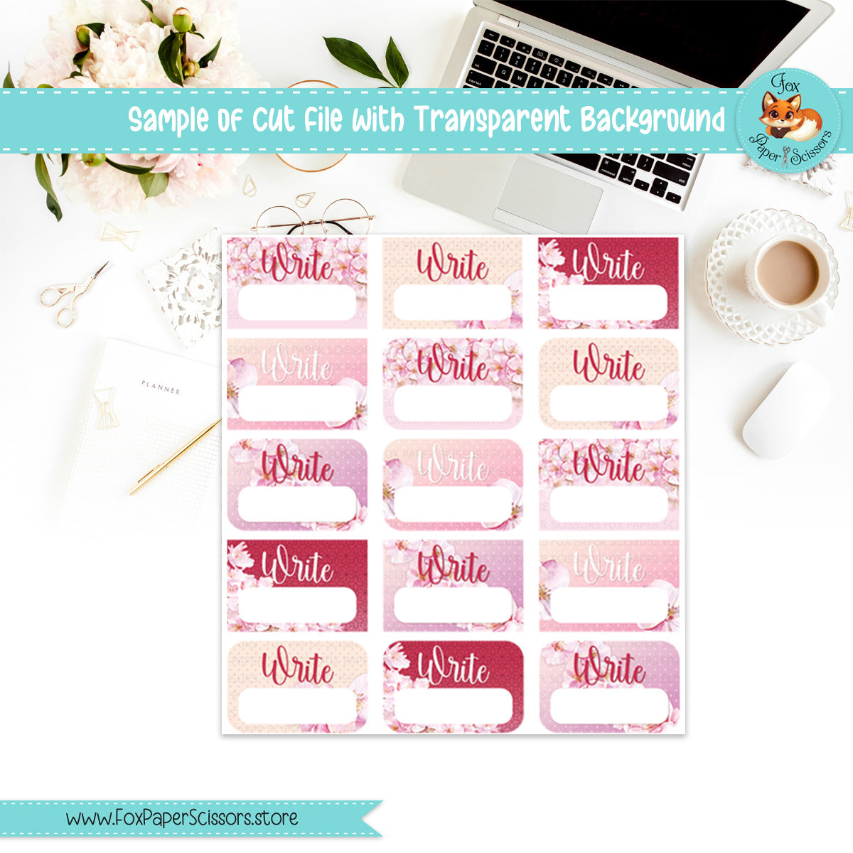 Cherry Blossom/Sakura | Printable Writer Task Stickers