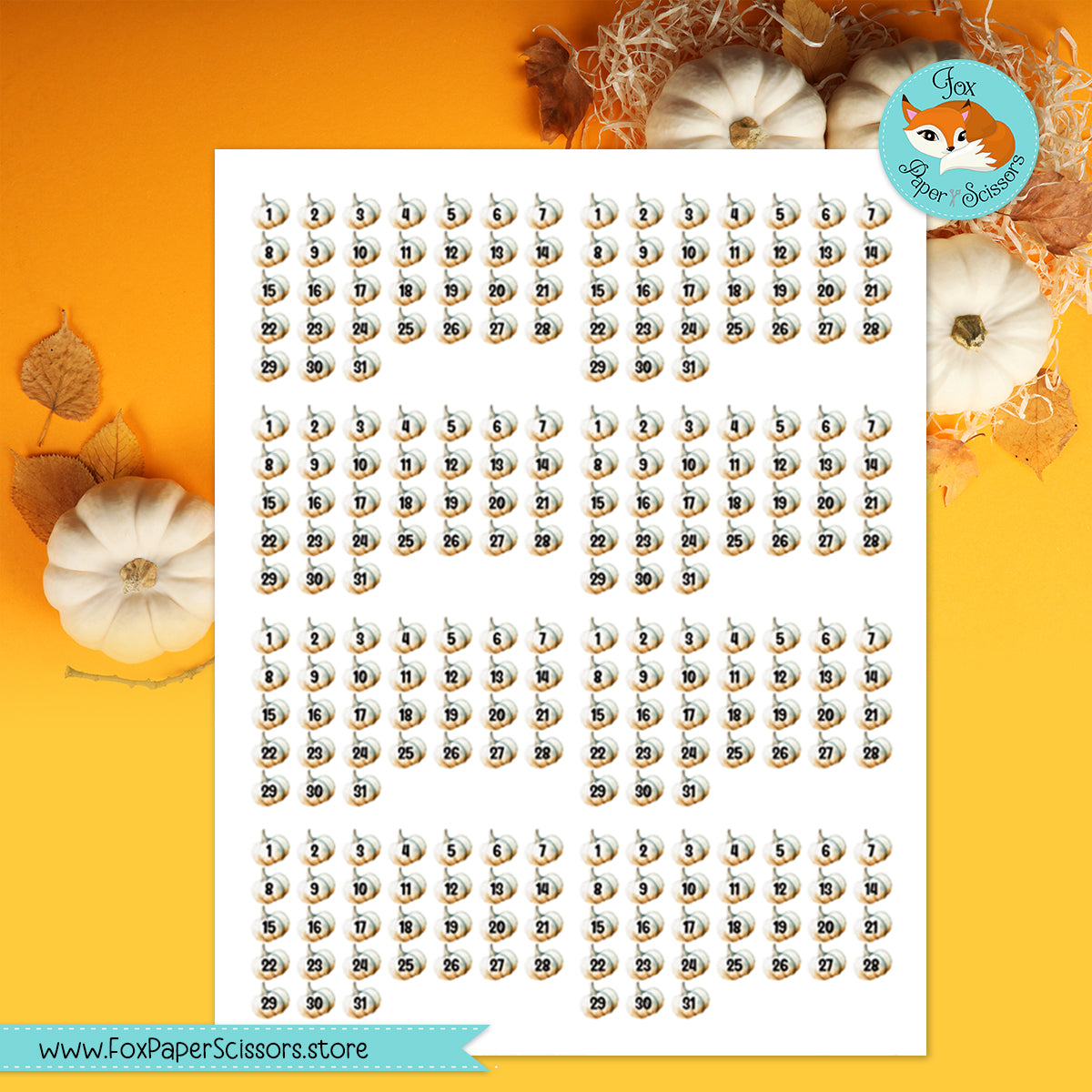 Pumpkin Spice (Pumpkins) | Days of the Week Printable Planner Stickers