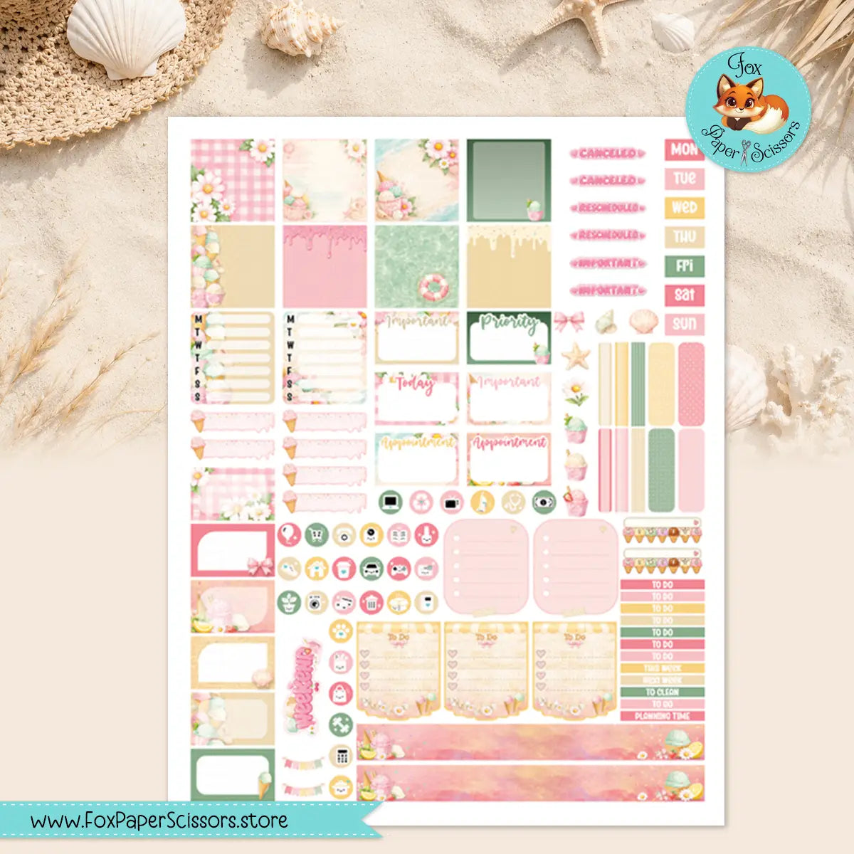 Summer Gelato | Hobonichi Cousin Printable Weekly Kit