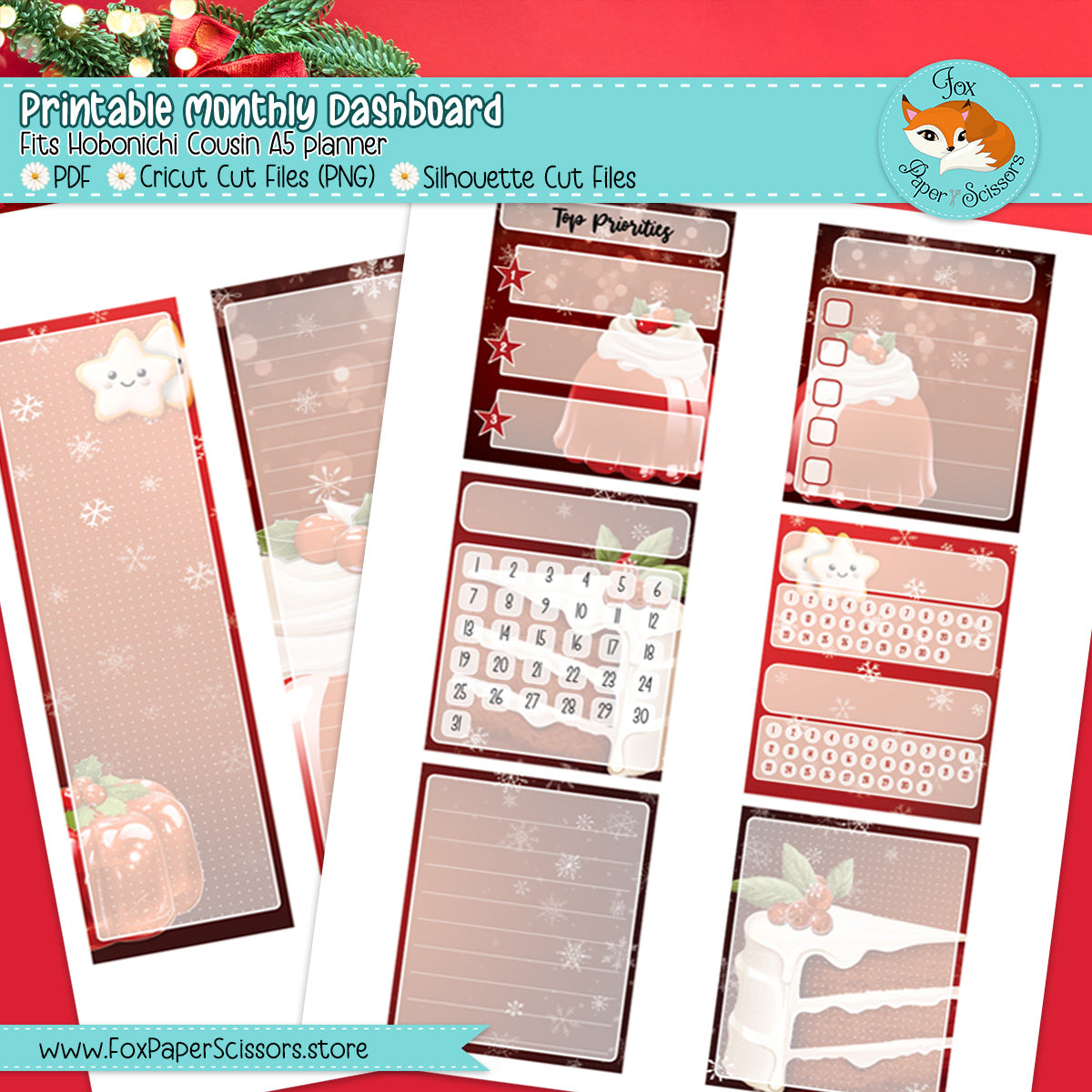 Christmas Treats | Hobonichi Printable Monthly Dashboard