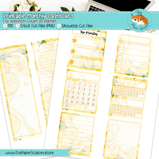 Lemonade | Hobonichi Printable Monthly Dashboard