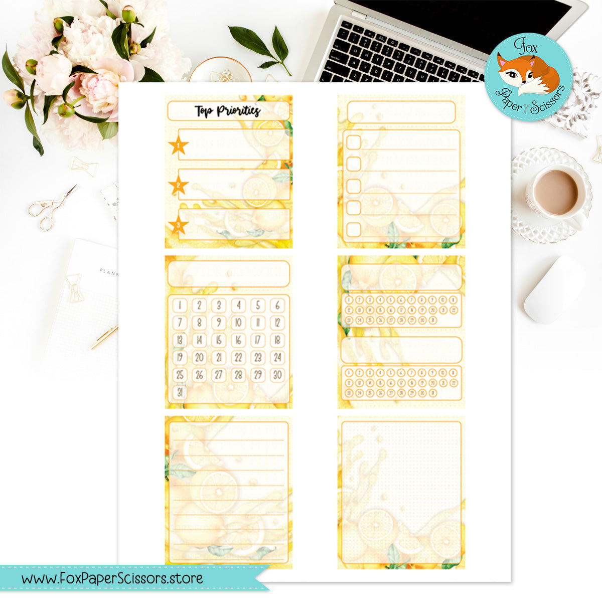 Lemonade | Hobonichi Printable Monthly Dashboard