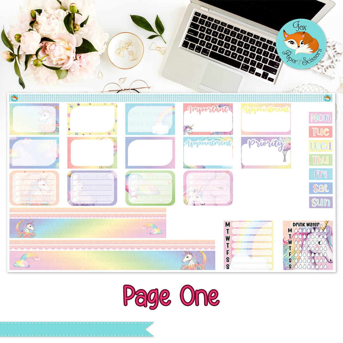 Unicorn Dreams | Hobonichi Cousin Weekly Planner Sticker Kit