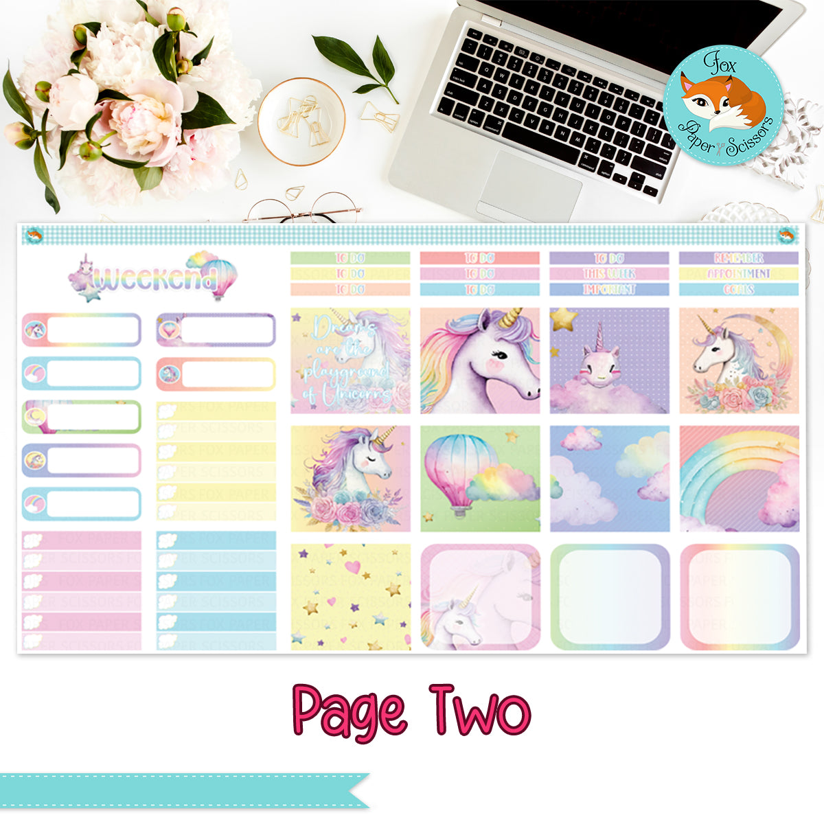 Unicorn Dreams | Hobonichi Cousin Weekly Planner Sticker Kit