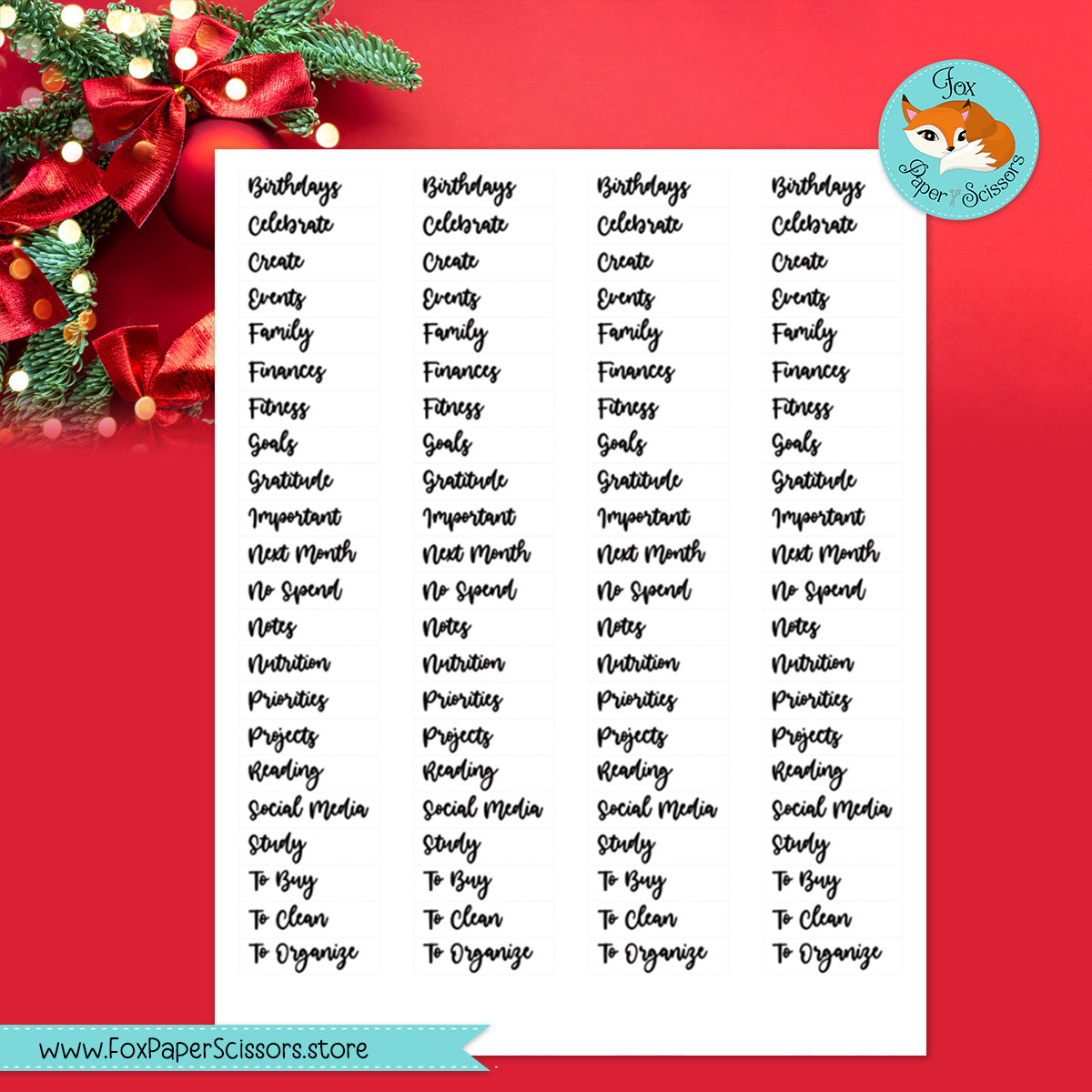 Christmas Treats | HP Printable Monthly Dashboard