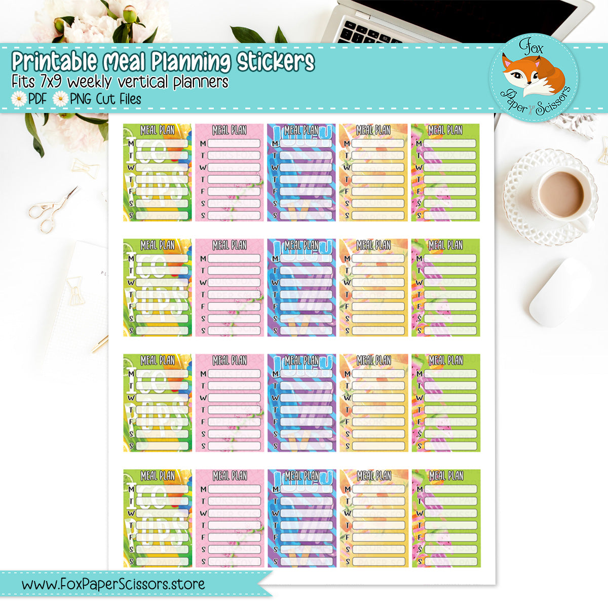 Popsicles | Printable Meal Planner Stickers 7x9 VL