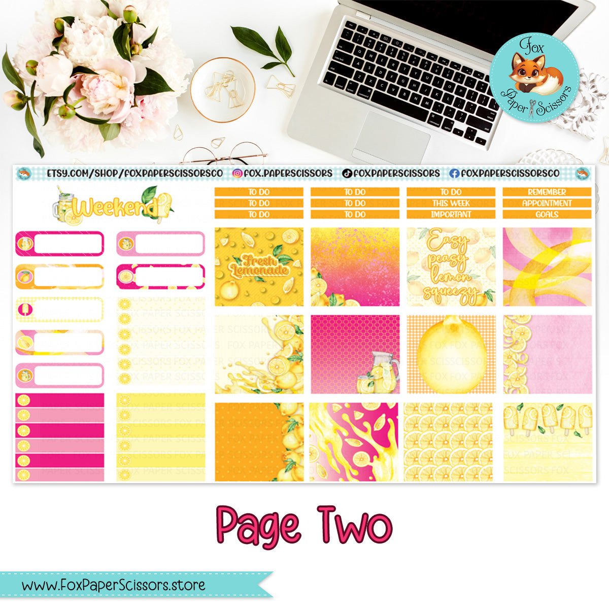 Lemonade | Hobonichi Cousin Weekly Planner Sticker Kit