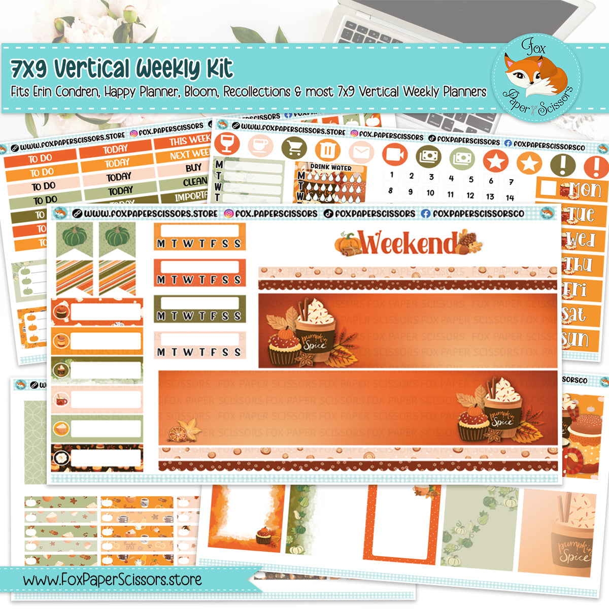 Pumpkin Spice | Weekly Planner Sticker Kit 7x9 VL