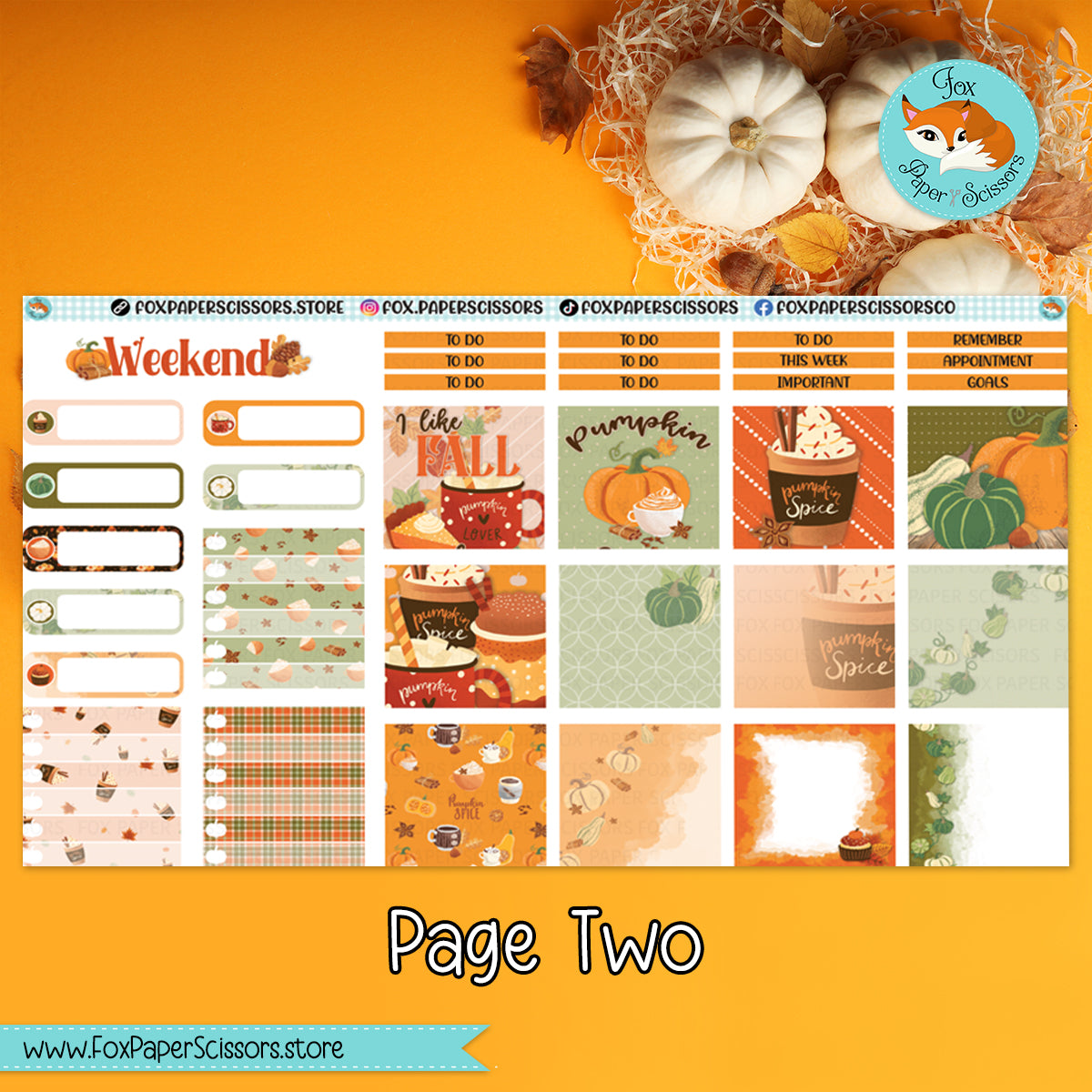 Pumpkin Spice | Hobonichi Cousin Weekly Planner Sticker Kit