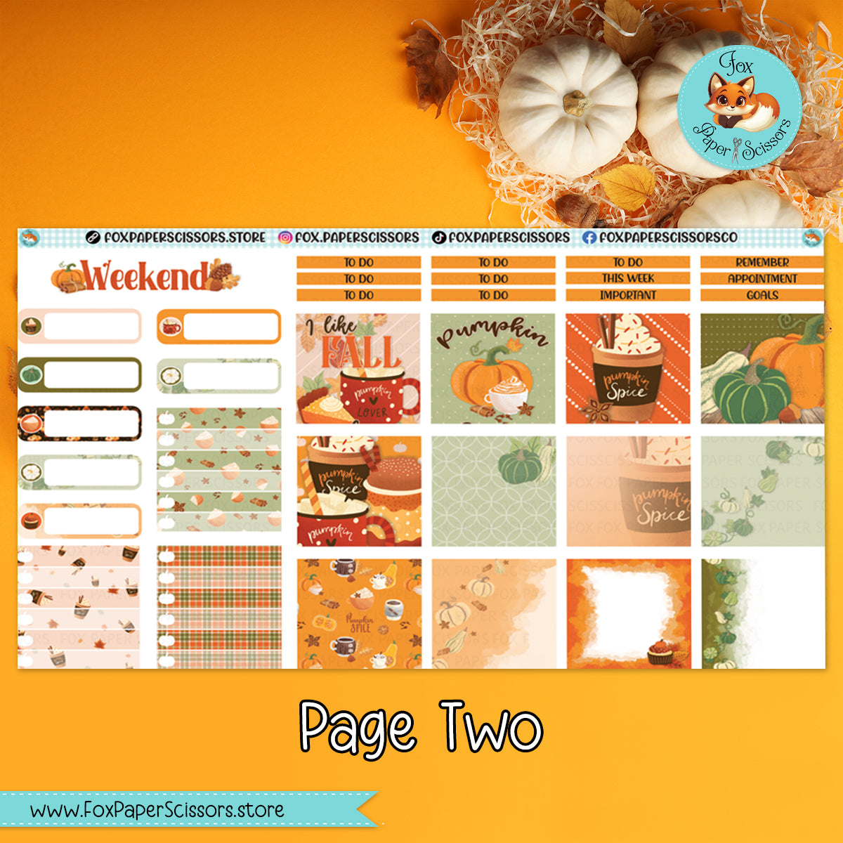 Pumpkin Spice | Hobonichi Cousin Weekly Planner Sticker Kit