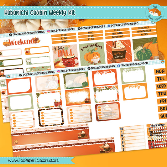 Pumpkin Spice | Hobonichi Cousin Weekly Planner Sticker Kit
