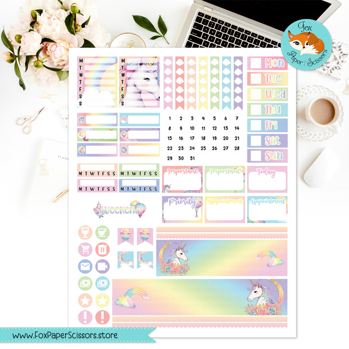 Unicorn Dreams | Printable Weekly Kit 7x9 VL