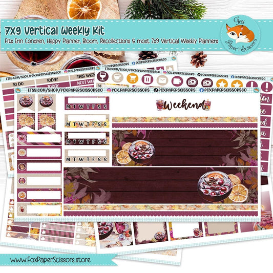 Weekly Planner Sticker Kit | Erin Condren, Happy Planner, Plum Paper, Bloom, Recollections | 7x9 Vertical Weekly Kit | Mulled Wine