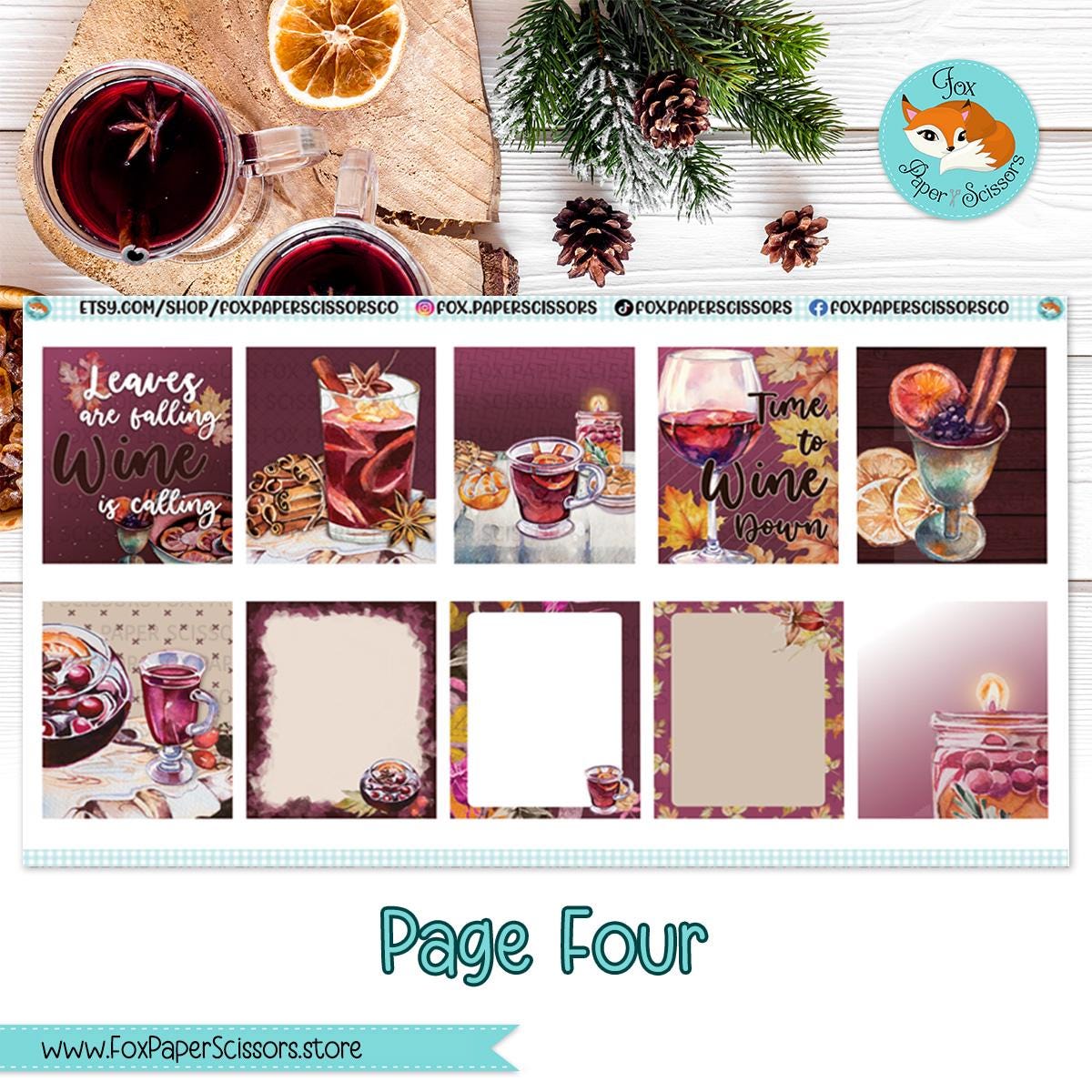 Weekly Planner Sticker Kit | Erin Condren, Happy Planner, Plum Paper, Bloom, Recollections | 7x9 Vertical Weekly Kit | Mulled Wine
