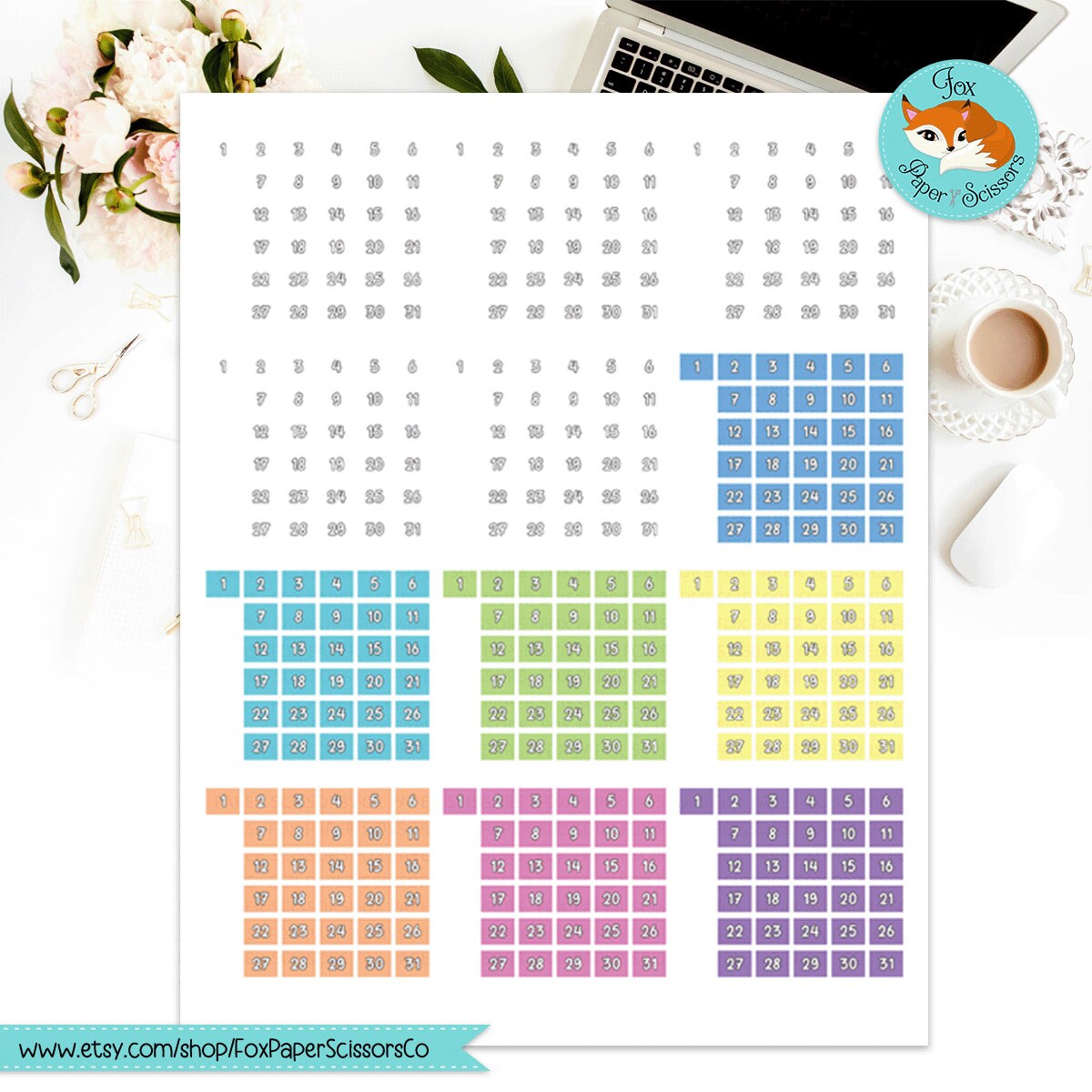 Neon Pastel Rainbow | Days of the Week Printable Planner Stickers