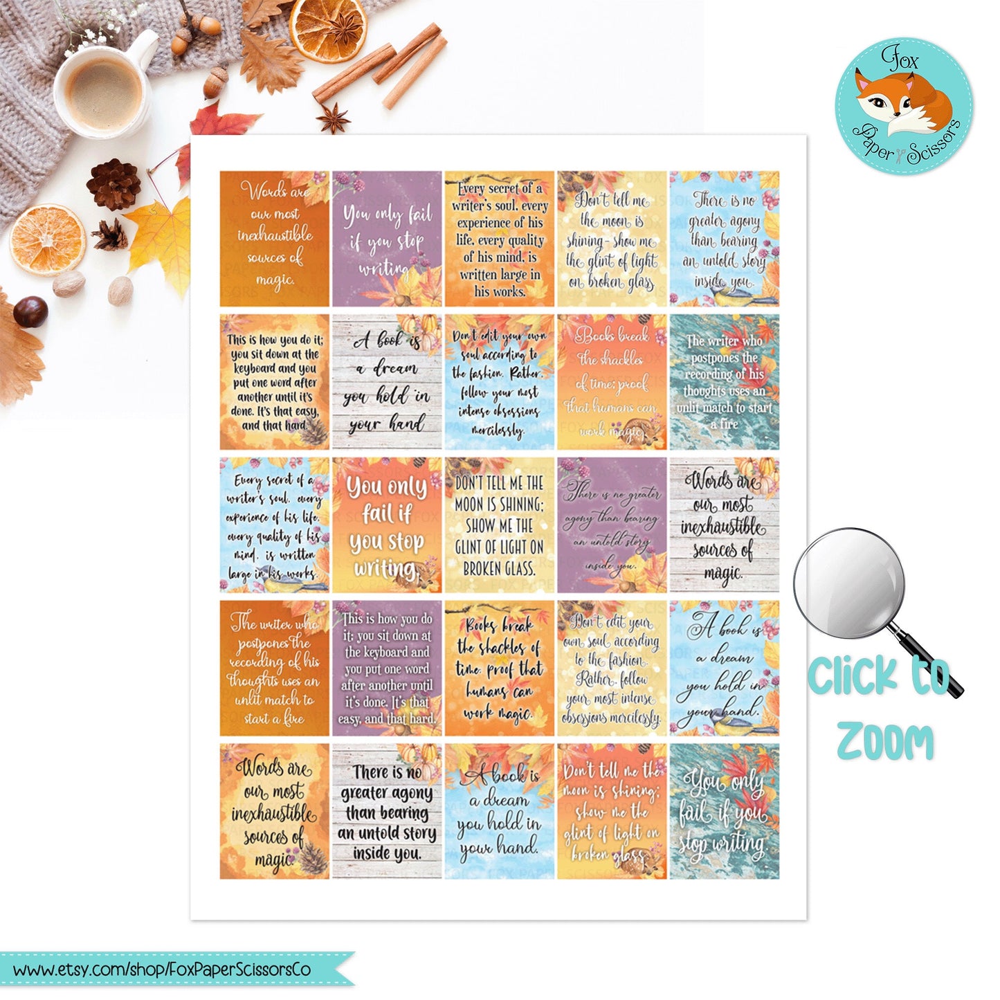 Fall/Autumn | Printable Writer Inspiration Stickers