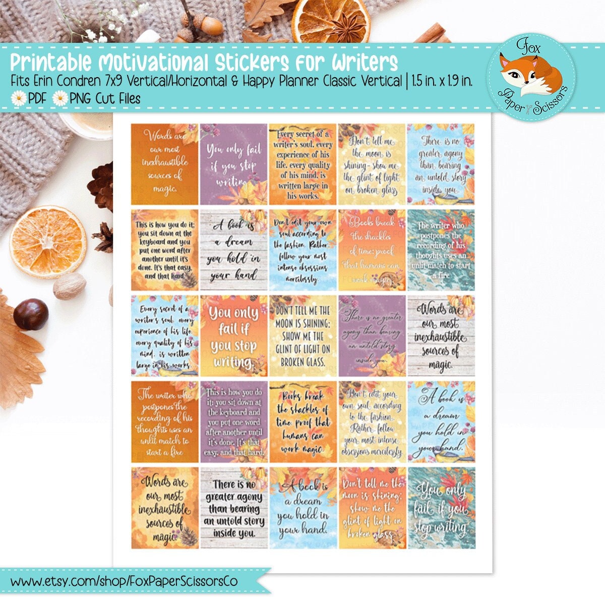 Fall/Autumn | Printable Writer Inspiration Stickers