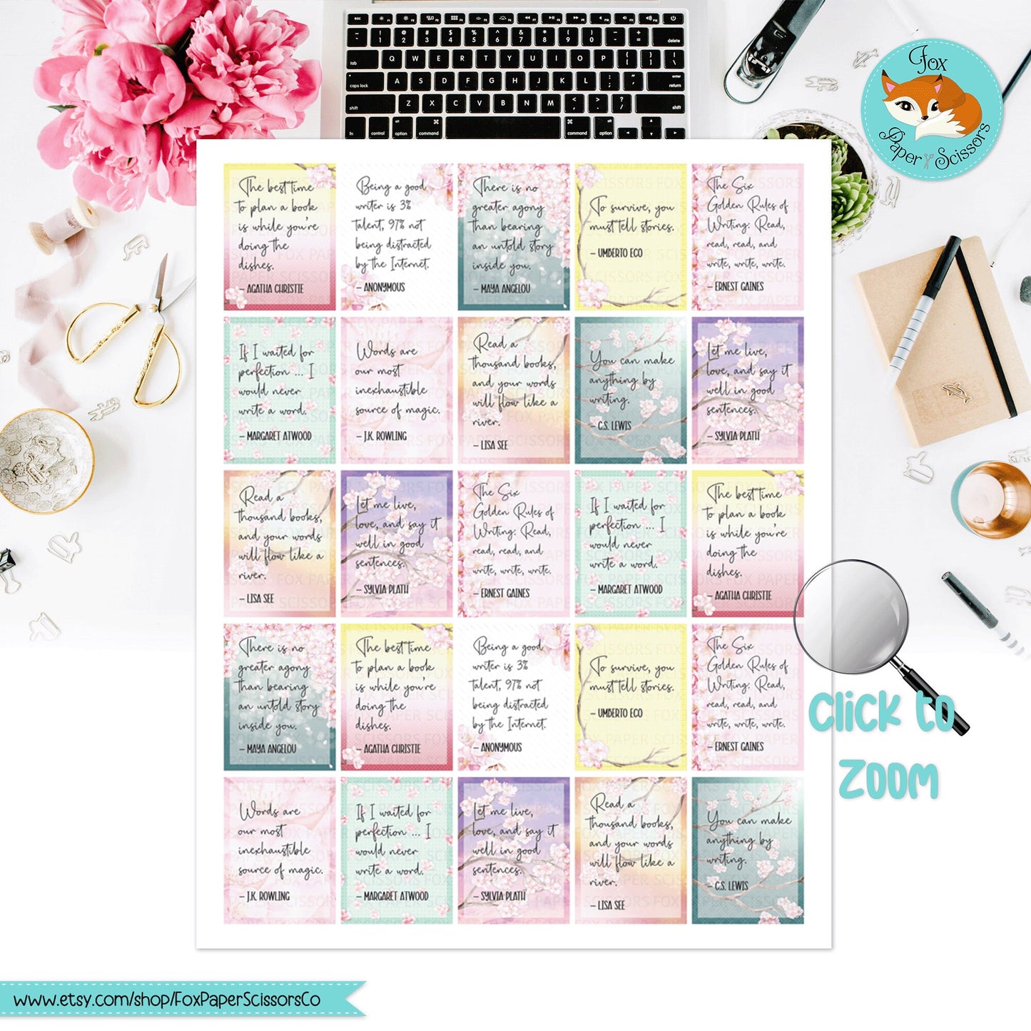 Cherry Blossom/Sakura | Printable Writer Inspiration Stickers