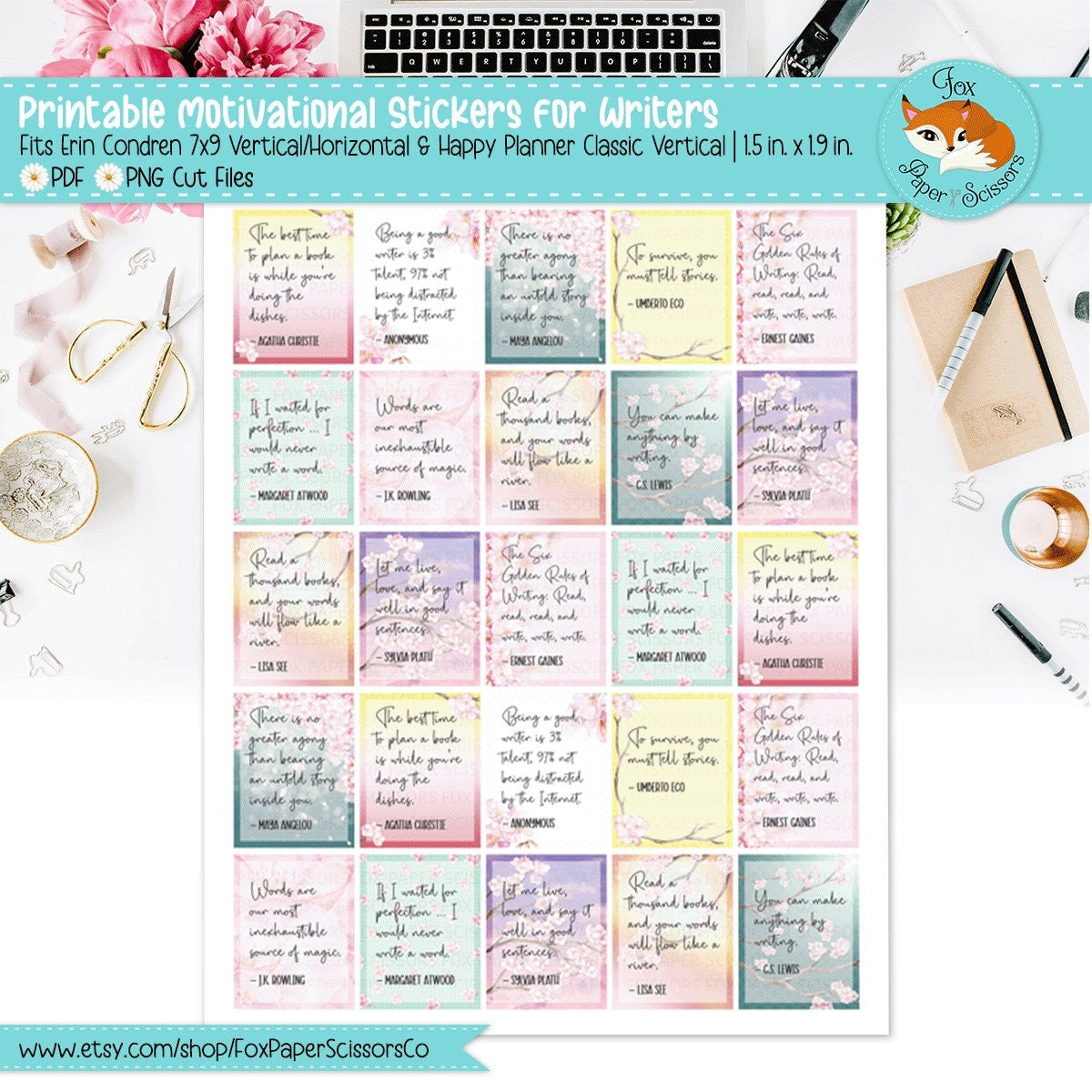 Cherry Blossom/Sakura | Printable Writer Inspiration Stickers