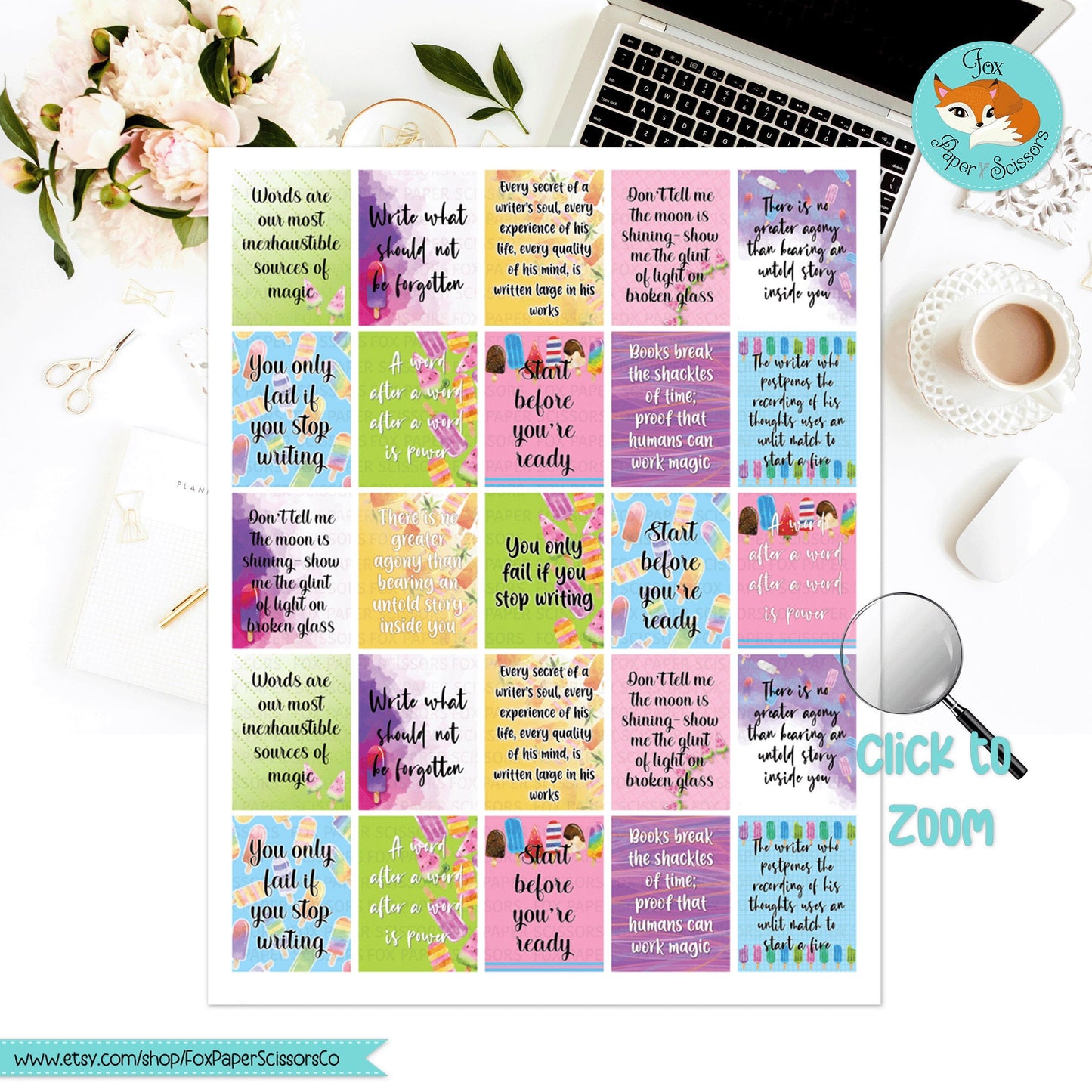 Popsicles | Printable Writer Inspiration Stickers