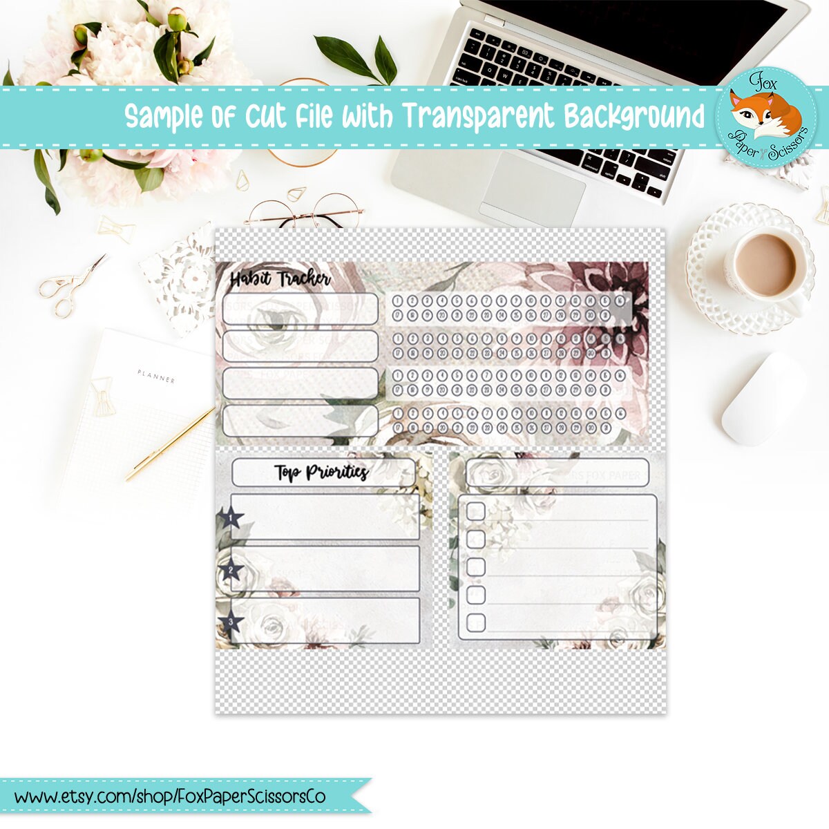 Winter Rose | EC Printable Monthly Dashboard
