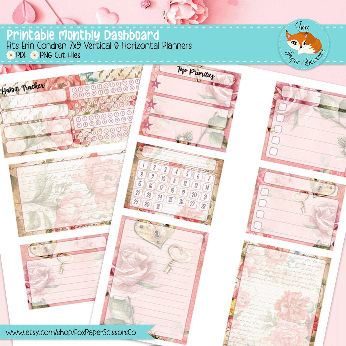 Vintage Valentine | EC Printable Monthly Dashboard