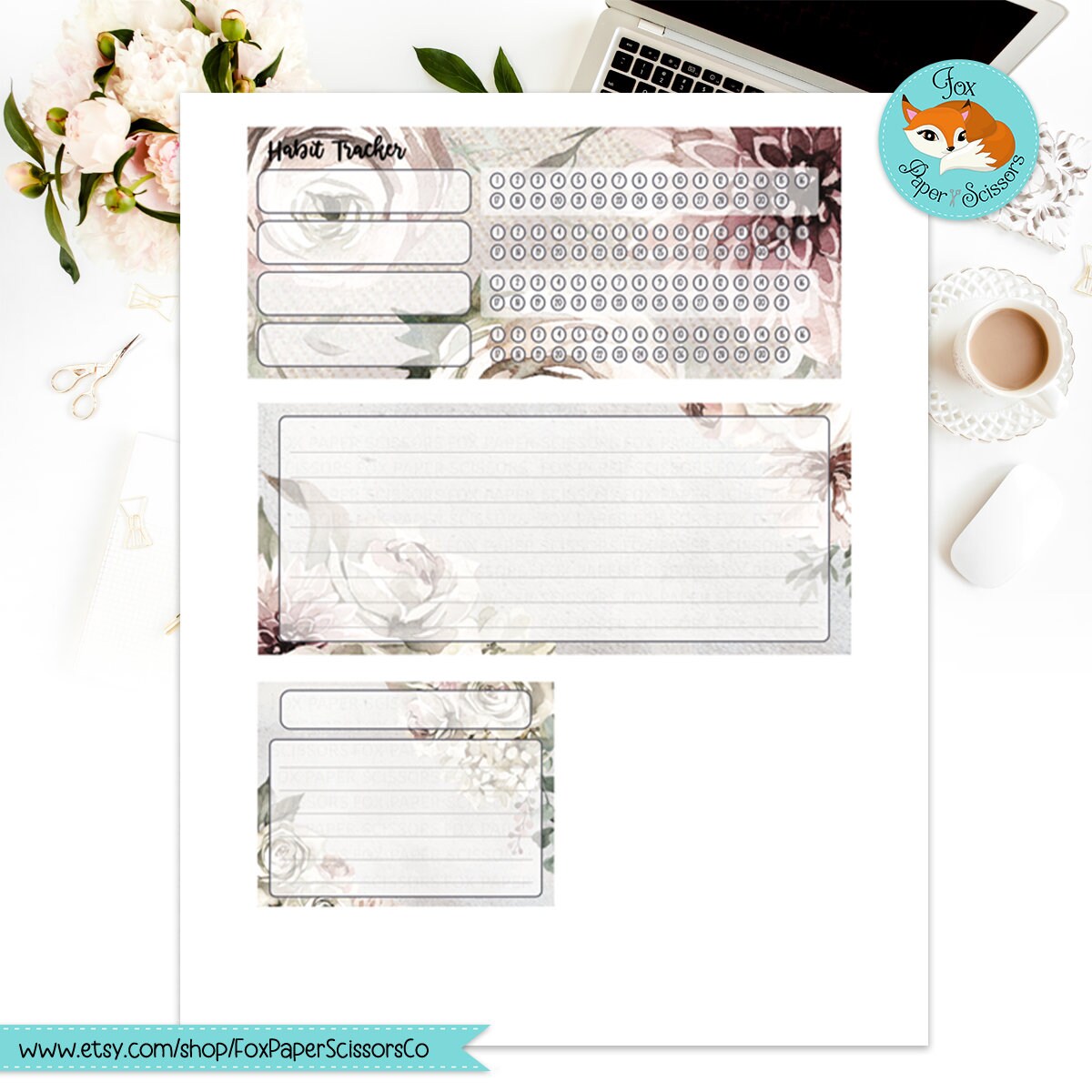 Winter Rose | EC Printable Monthly Dashboard