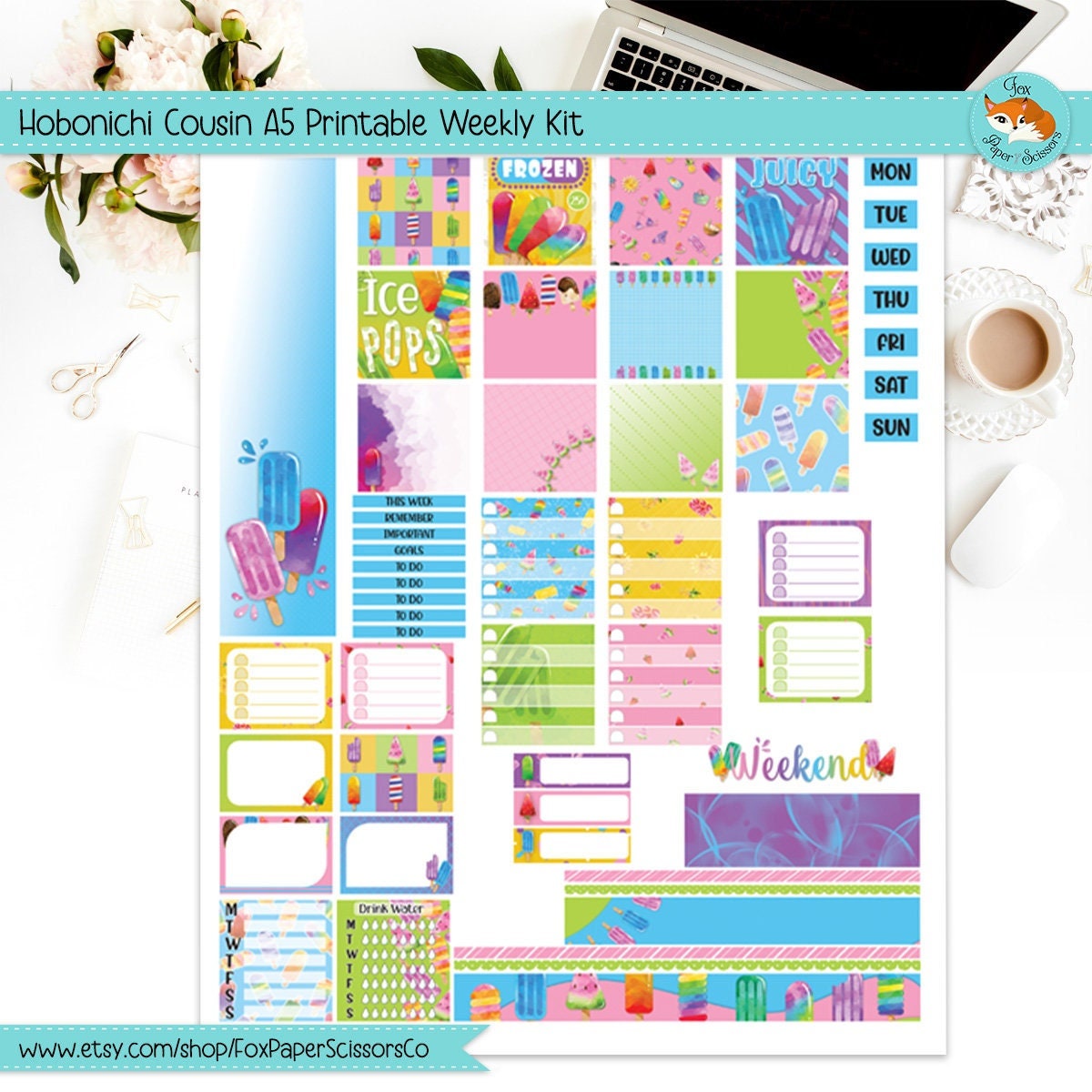 Popsicles | Hobonichi Printable Weekly Kit