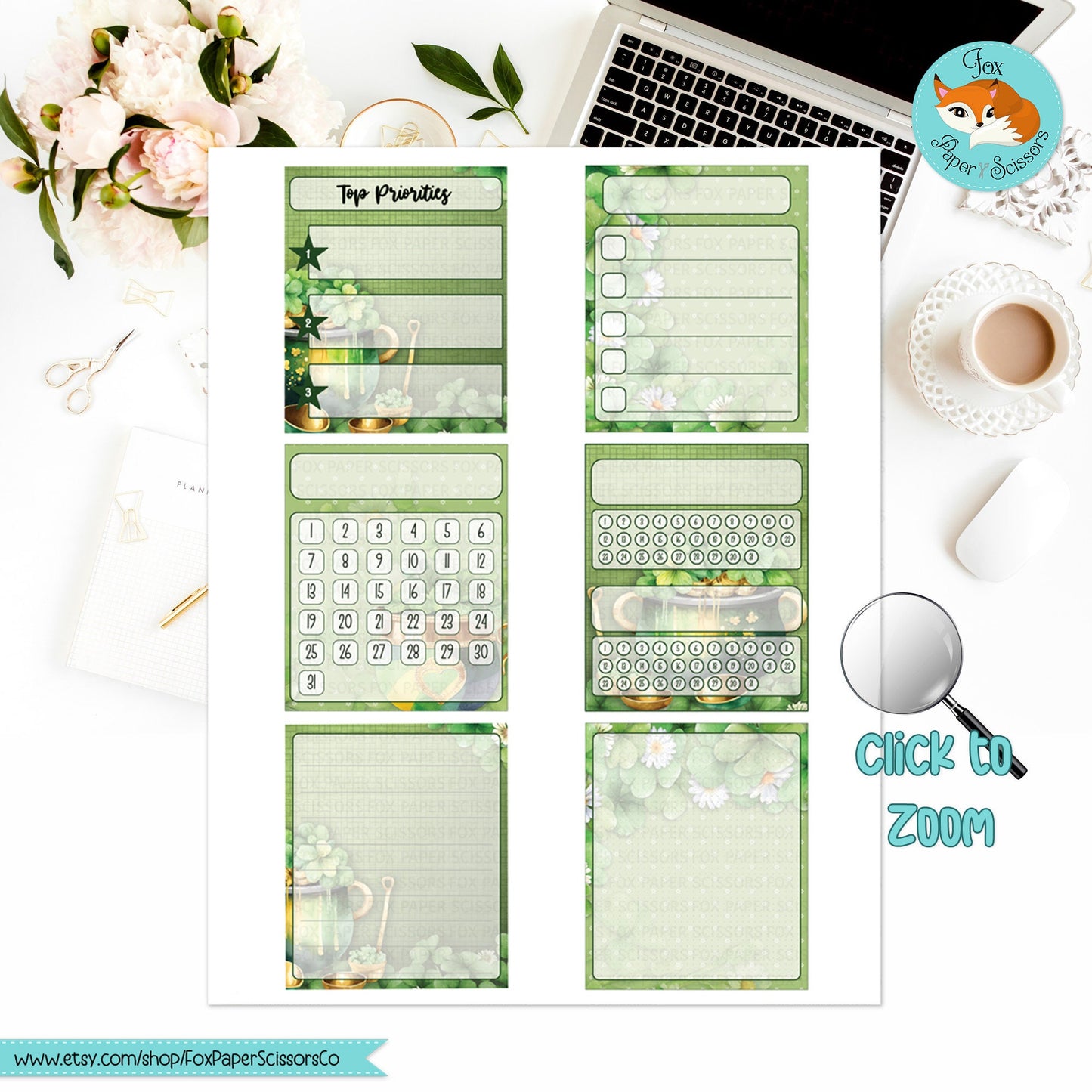 St. Patrick's Day | Hobonichi Printable Monthly Dashboard