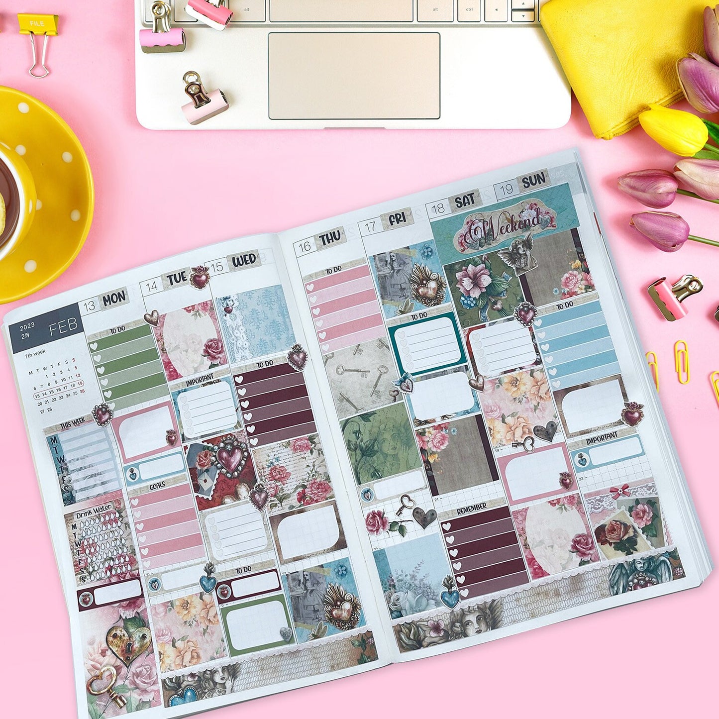 Vintage Valentine | Hobonichi Printable Weekly Kit