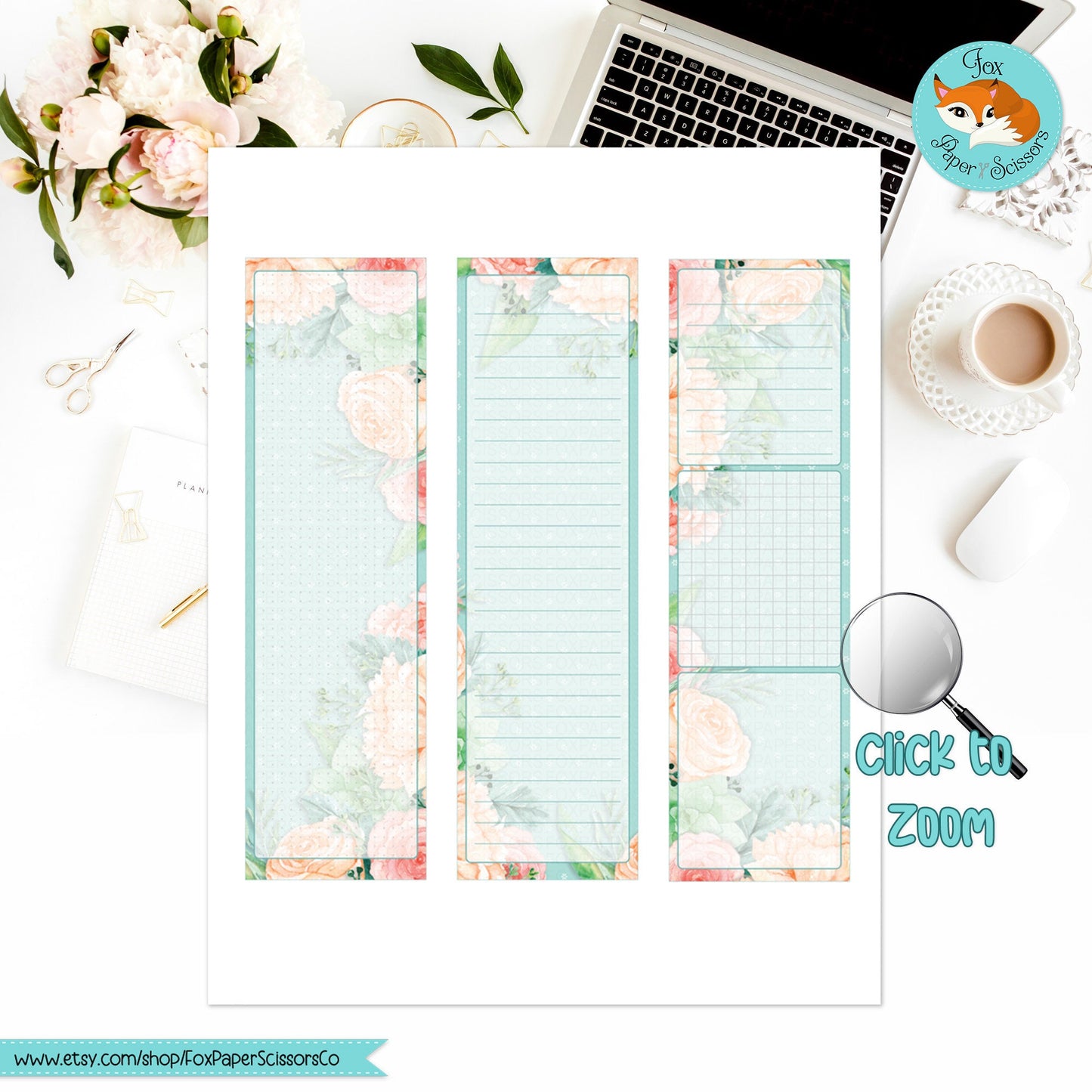 Aqua Flowers | Hobonichi Printable Monthly Dashboard
