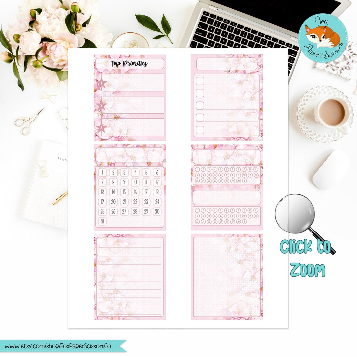 Cherry Blossom/Sakura | Hobonichi Printable Monthly Dashboard