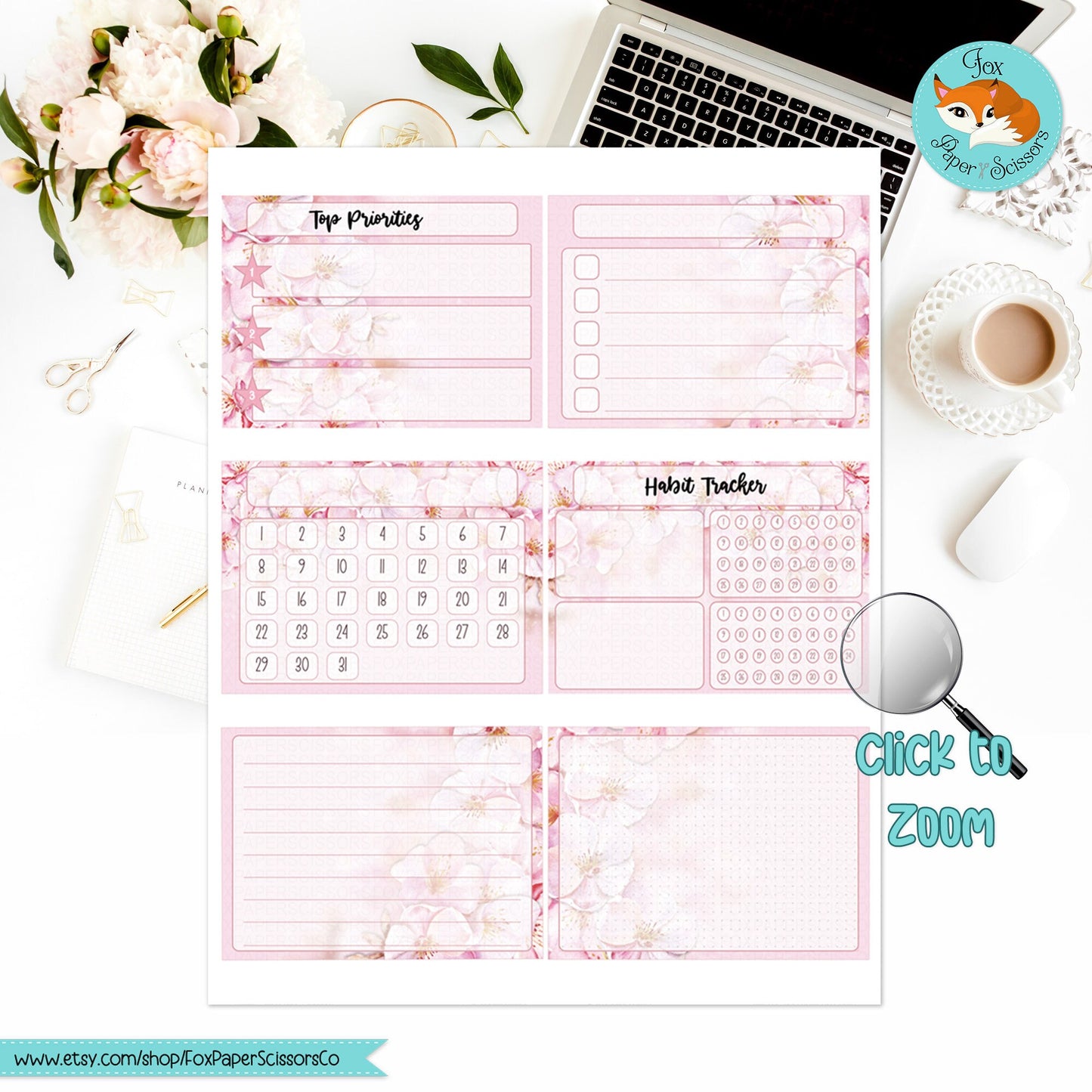 Cherry Blossom/Sakura | HP Printable Monthly Dashboard