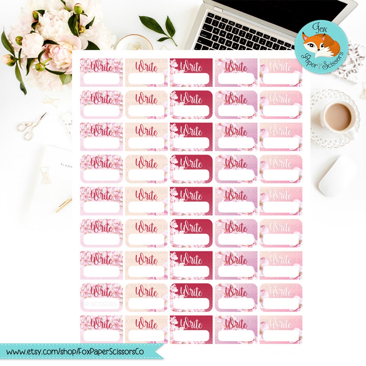 Cherry Blossom/Sakura | Printable Writer Task Stickers