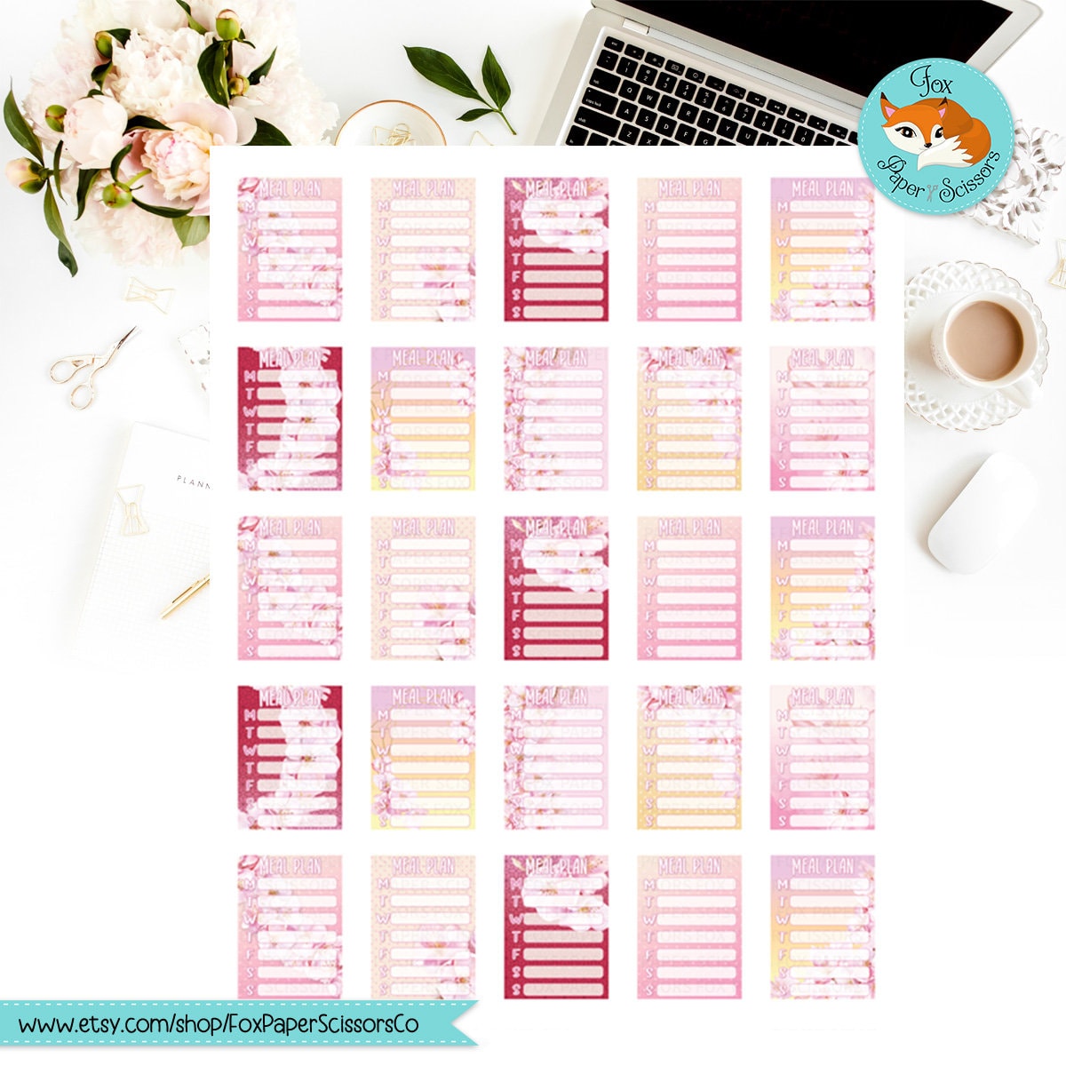 Cherry Blossom/Sakura | Hobonichi Printable Meal Planner Stickers