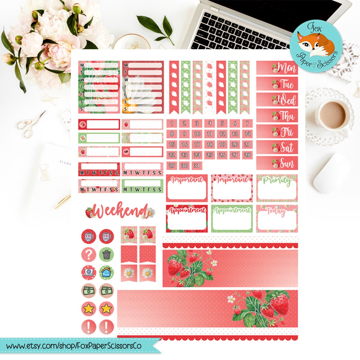 Strawberry | Printable Weekly Kit 7x9 VL