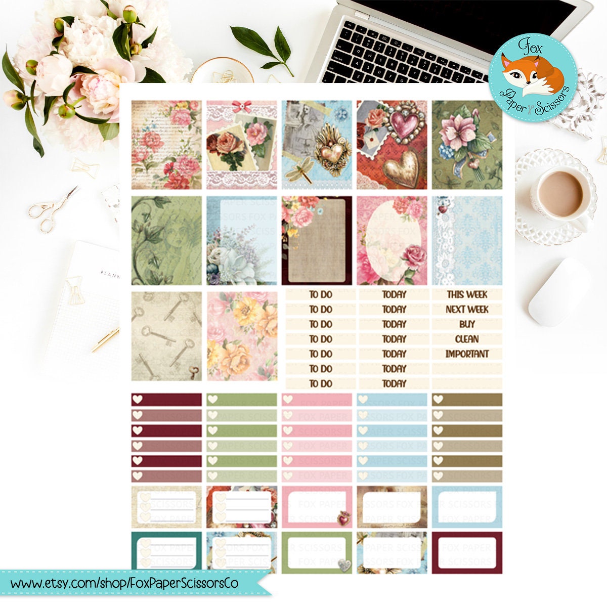 Vintage Valentine | Printable Weekly Kit 7x9 VL