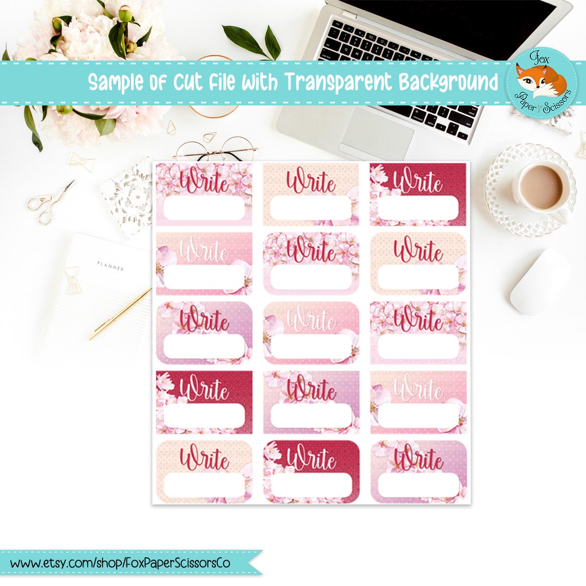 Cherry Blossom/Sakura | Printable Writer Task Stickers