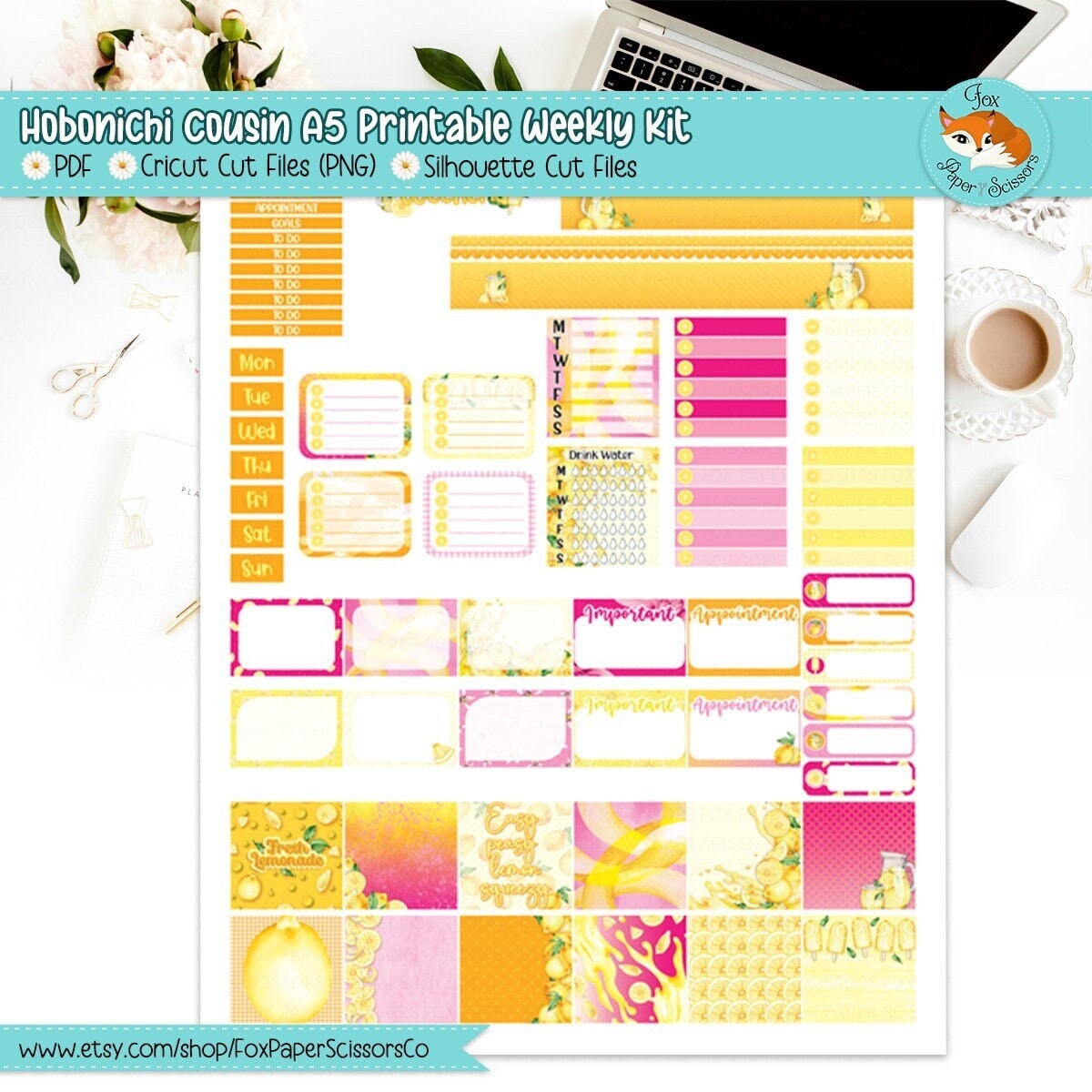Lemonade | Hobonichi Printable Weekly Kit