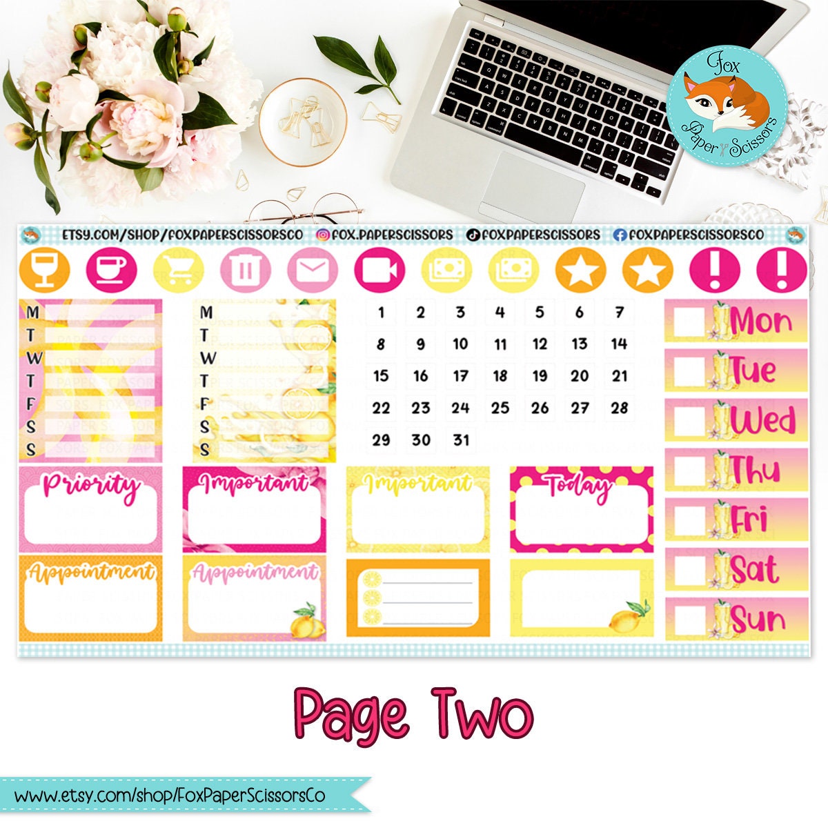Lemonade | Weekly Planner Sticker Kit 7x9 VL