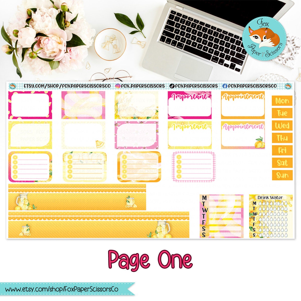 Lemonade | Hobonichi Cousin Weekly Planner Sticker Kit