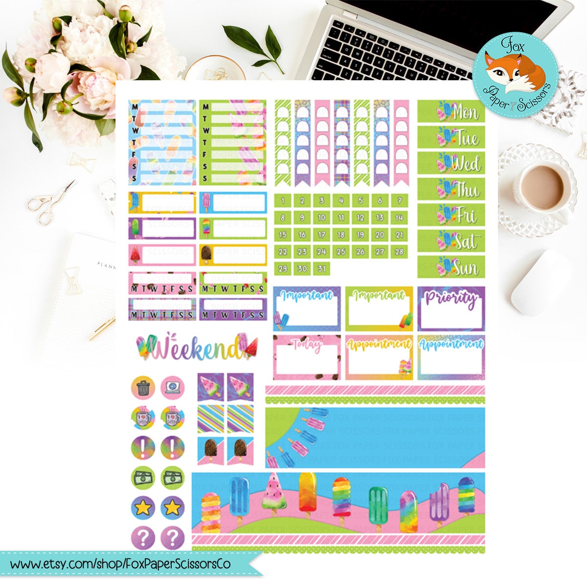 Popsicles | Printable Weekly Kit 7x9 VL