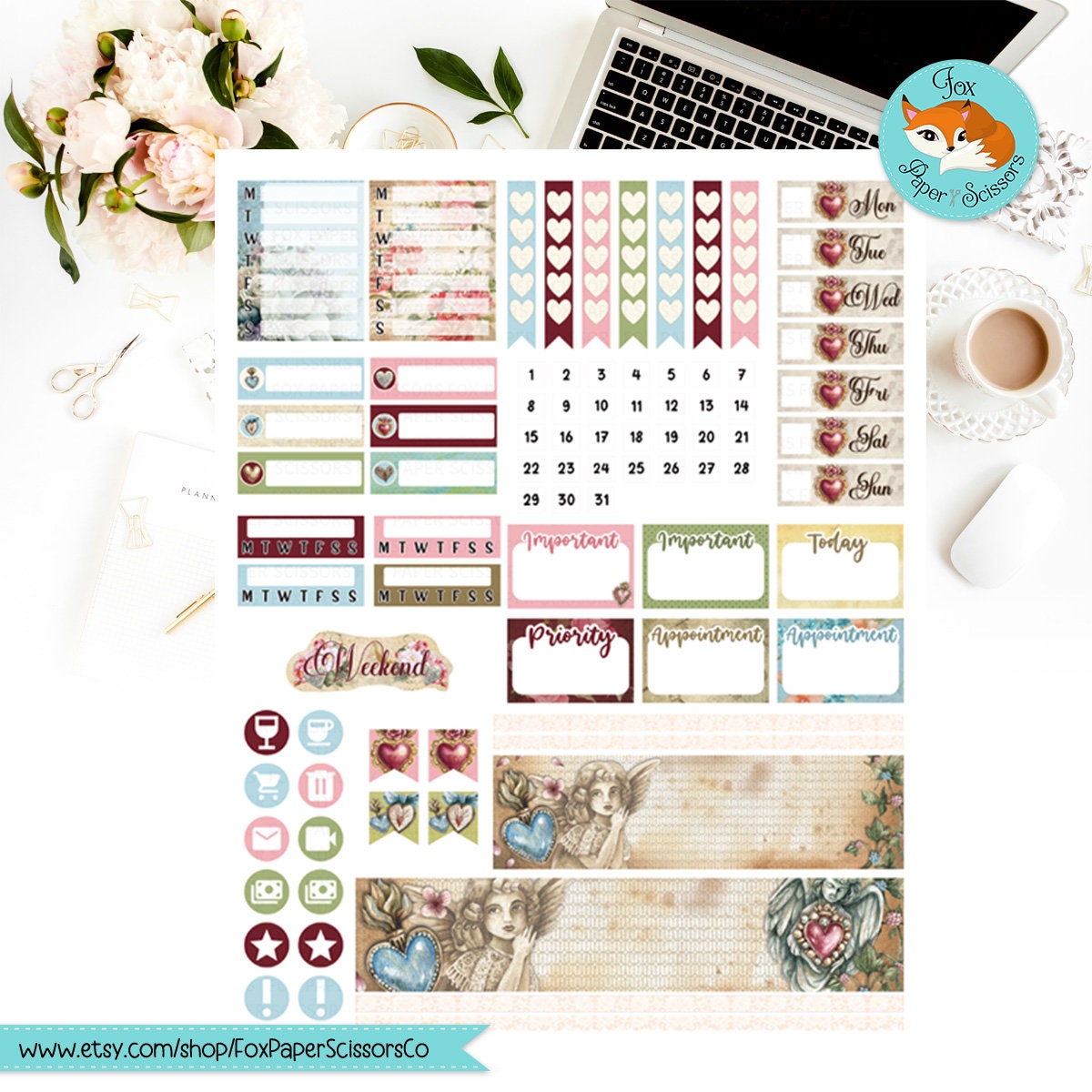 Vintage Valentine | Printable Weekly Kit 7x9 VL