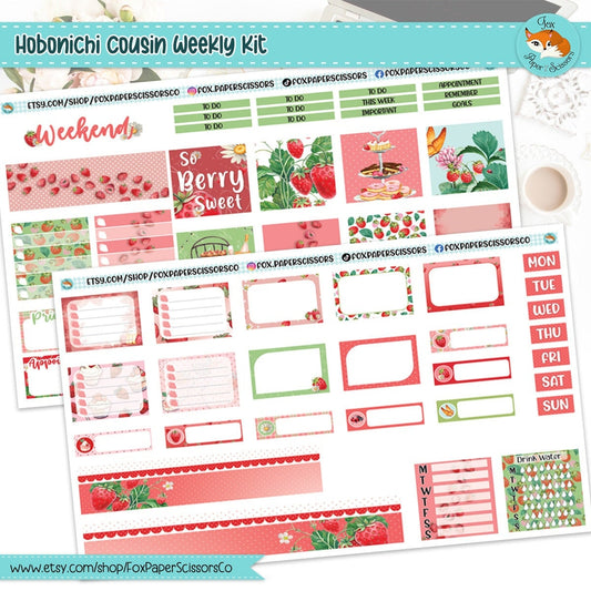 Strawberry | Hobonichi Cousin Weekly Planner Sticker Kit