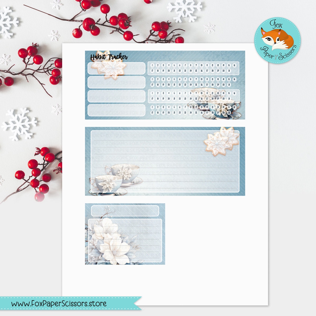 printable monthly dashboard, planner dashboard,monthly dashboard,dashboard, planner,sticker,erin condren,ec,ecvl, digital,download,cricut,print and cut, vertical,layout,7x9,winter,december, january,snow,tea,teacup, february, flower,floral,white, blue