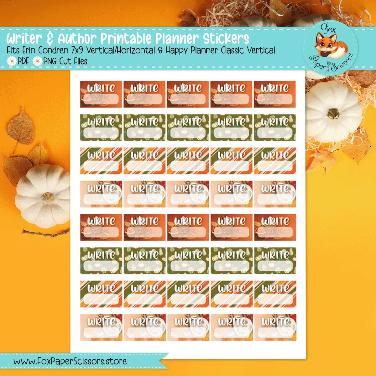 Pumpkin Spice | Printable Writer Task Stickers